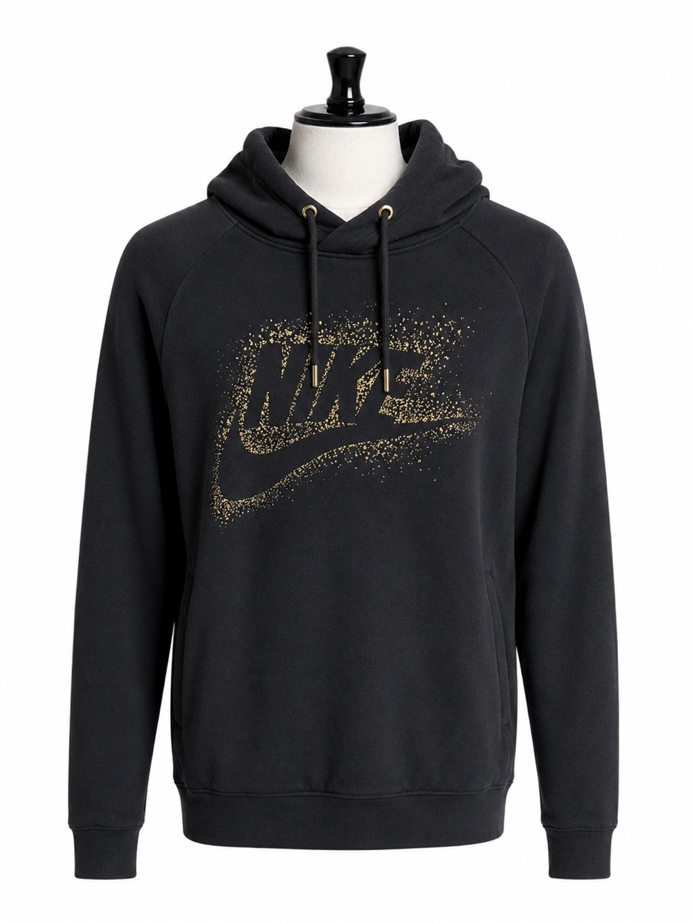 Nike Black Hoodie with Gold Logo Splash
